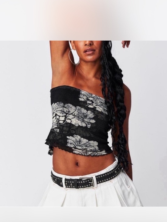 Free People Tops - Free People Black Floral poppy tube top